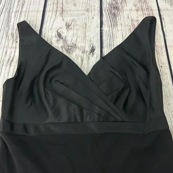 WhiteHouse Black Market Black Satin Chiffon Beaded Hem Y2K Babydoll Prom Dress 2 - Picture 4 of 10